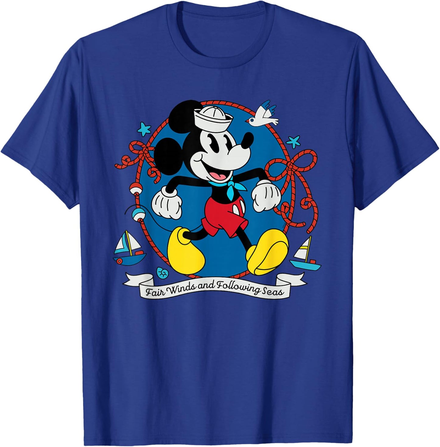 Disney Cruise Sailor Mickey Mouse Fair Winds Vacation at Sea T-Shirt - T-Shirt | Royal