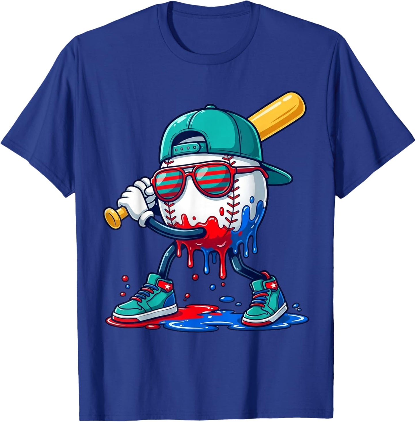 Baseball Drip for Boys Ice Cream Drip Baseball Sport Lover T-Shirt - T-Shirt | Royal
