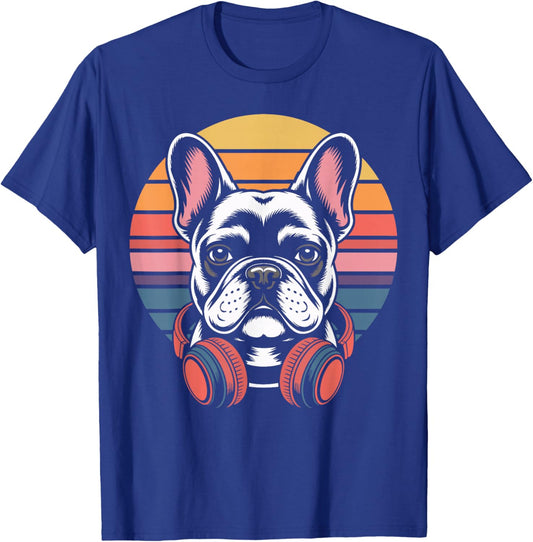 French Bulldog Headphones DJ French Bulldog T-Shirt - T-Shirt | Royal