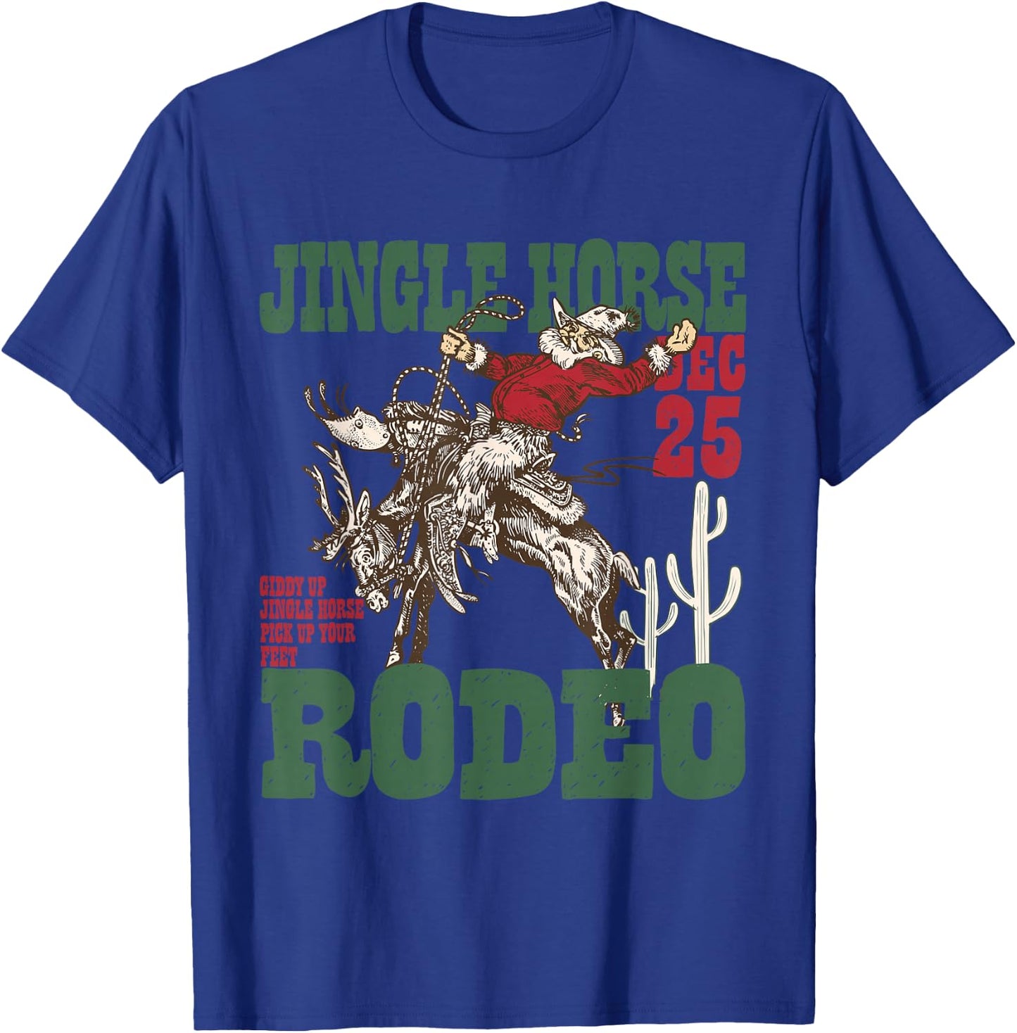 Retro Jingle Horse Rodeo Christmas Funny Western Cowboy T-Shirt - T-Shirt | Royal