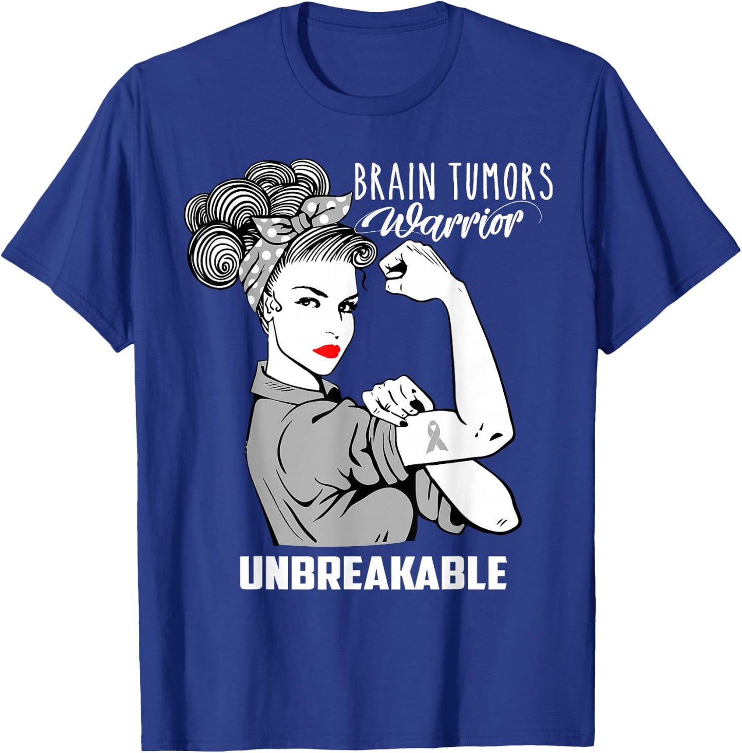 Brain Tumors Warrior Unbreakable Shirt Awareness Gift T-Shirt - T-Shirt | Royal