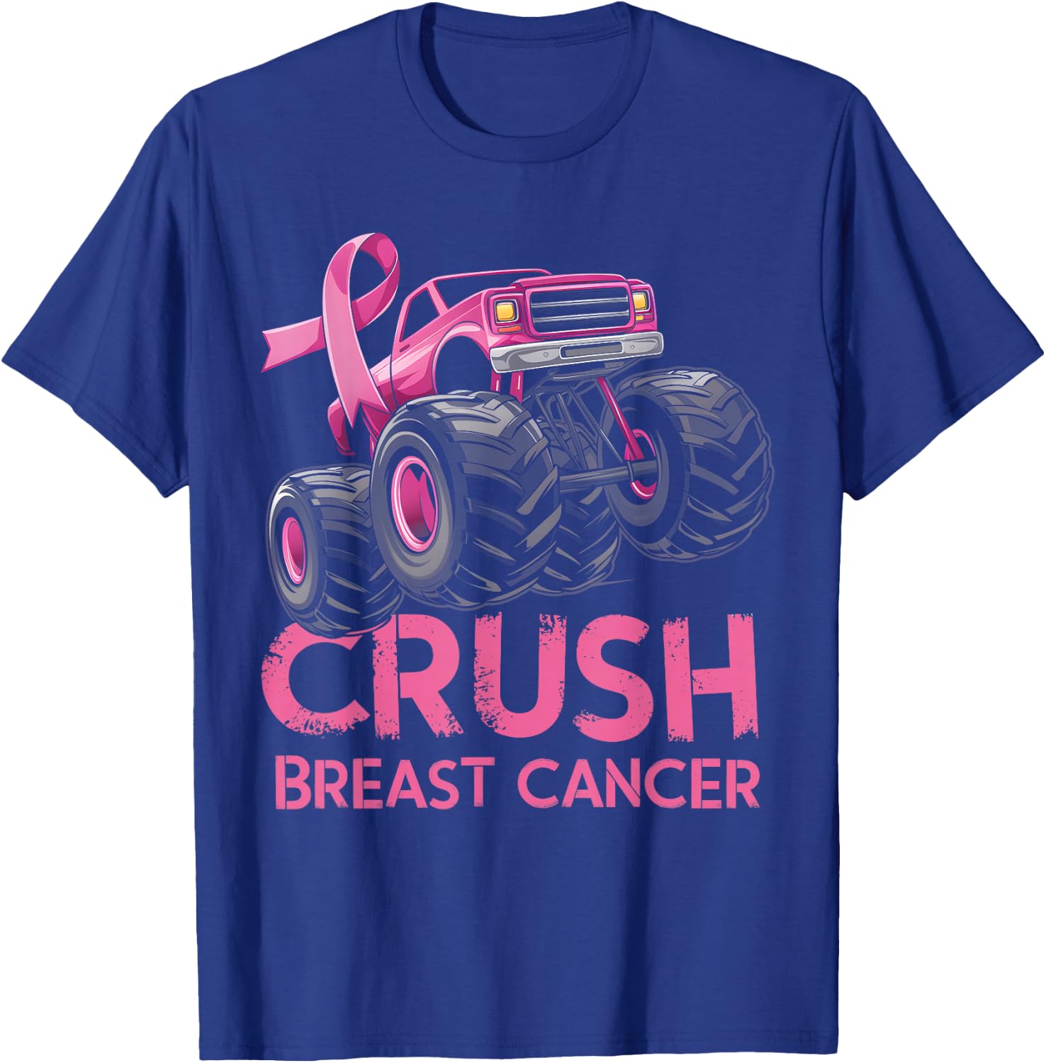 Crush Breast Cancer Awareness Truck pink for kids T-Shirt - T-Shirt | Royal