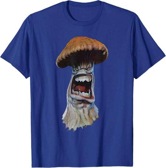 Peach-Bruh Scary Mushroom Head Art Monster Grumpy Angry T-Shirt - T-Shirt | Royal