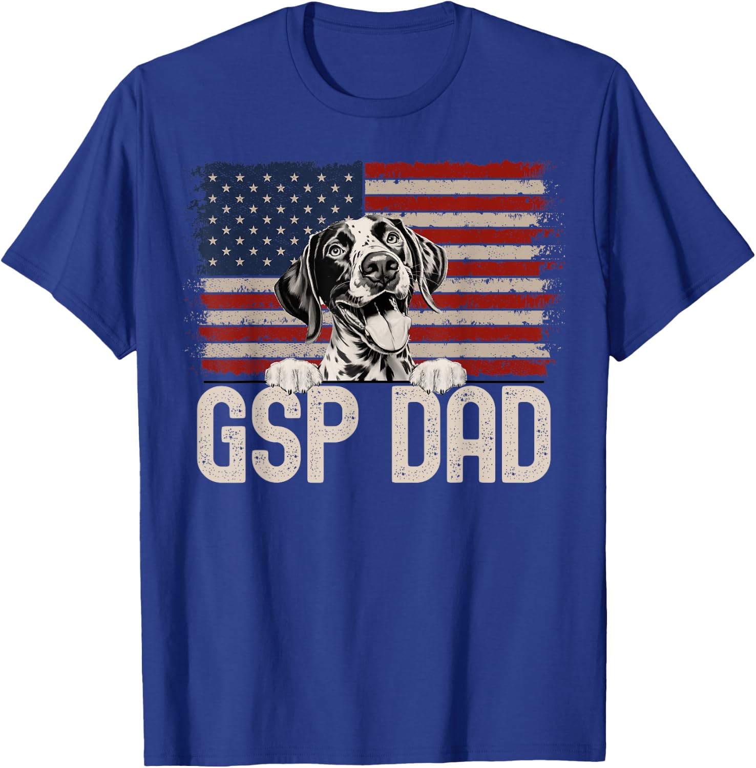 Best Dog Dad Ever American Flag - GSP Dad T-Shirt - T-Shirt | Royal