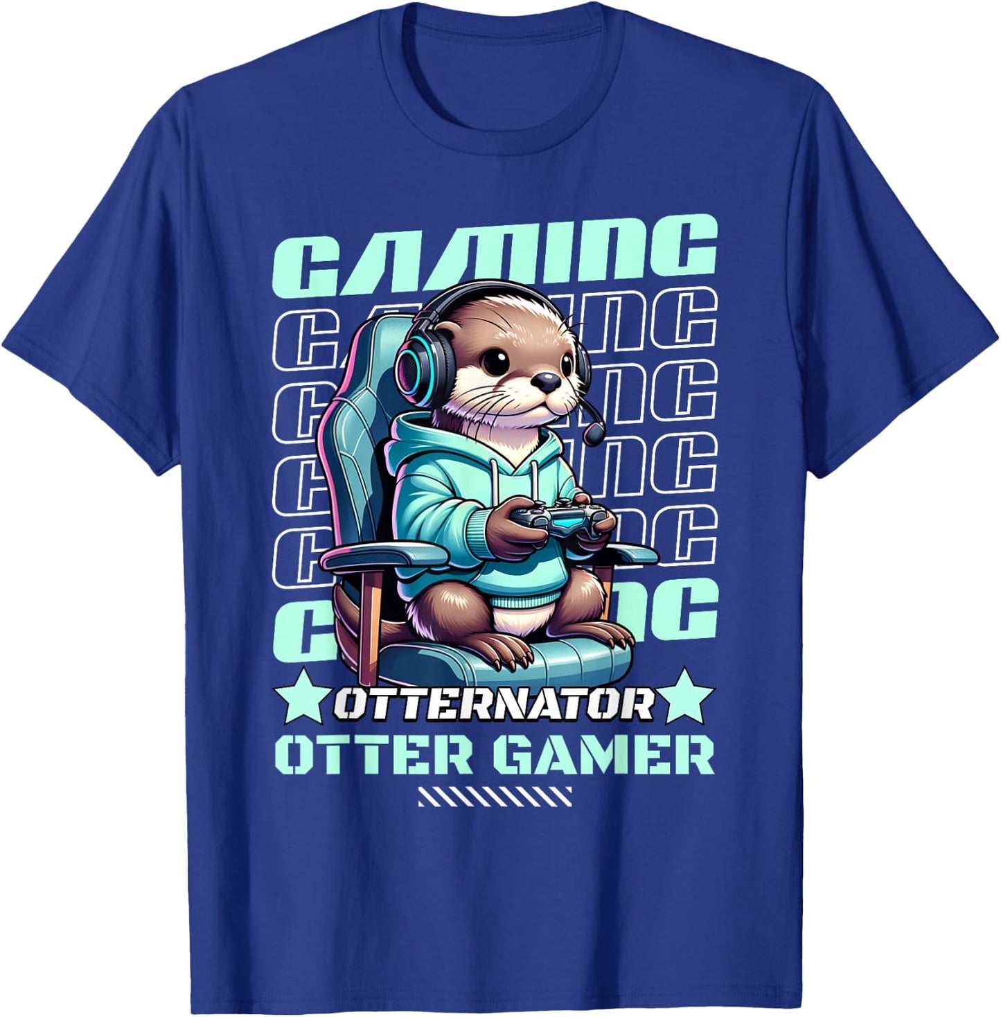 Cute Gaming Otter Gamer Video Game For Kids Boys Men T-Shirt - T-Shirt | Royal