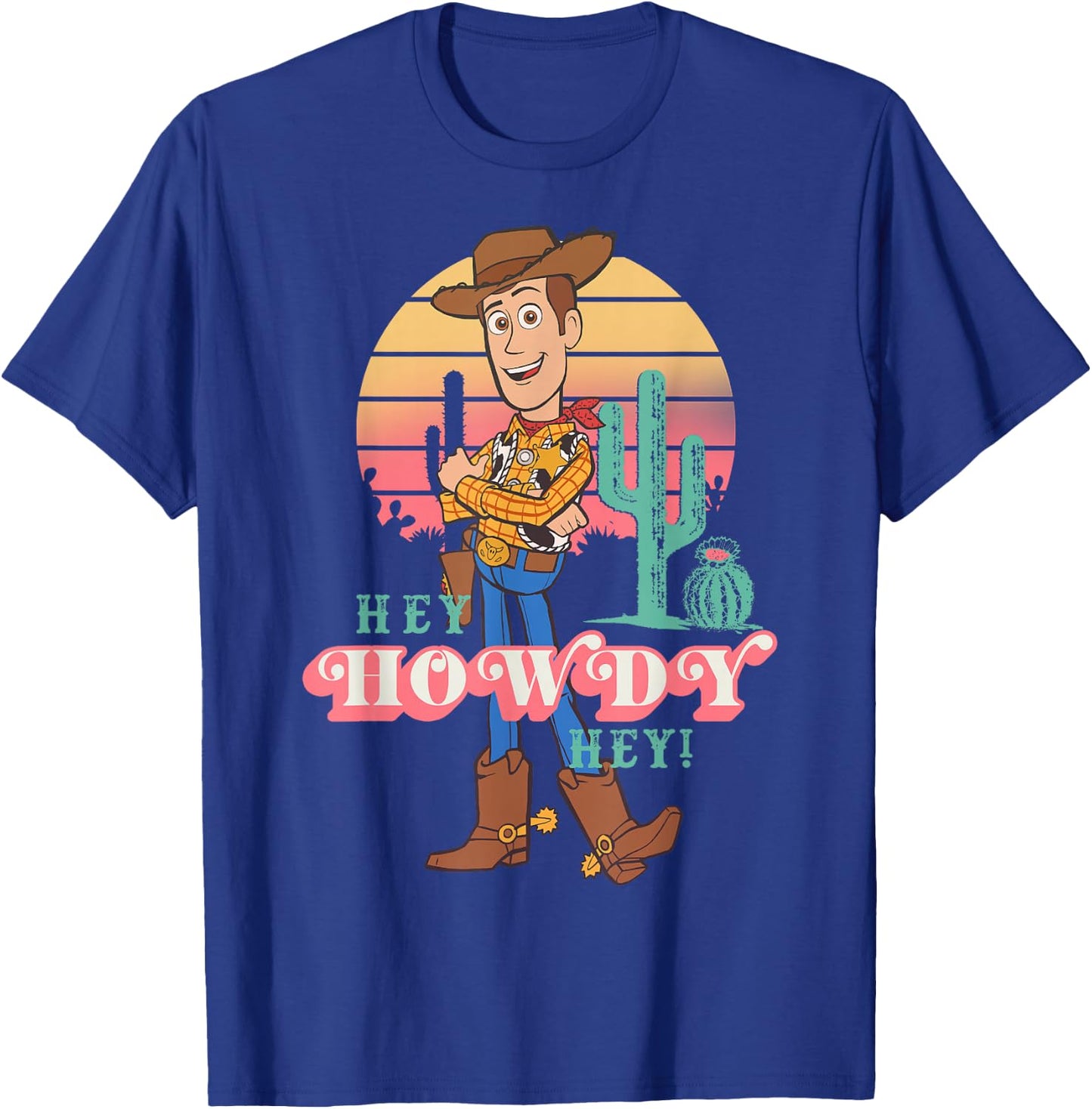 Disney Pixar Toy Story 4 Woody Hey Howdy Hey Retro Portrait T-Shirt - T-Shirt | Royal