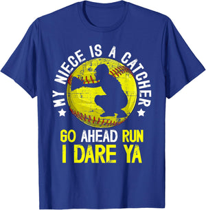 My Niece is A Softball Catcher Aunt Softball Catcher Auntie T-Shirt - T-Shirt | Royal