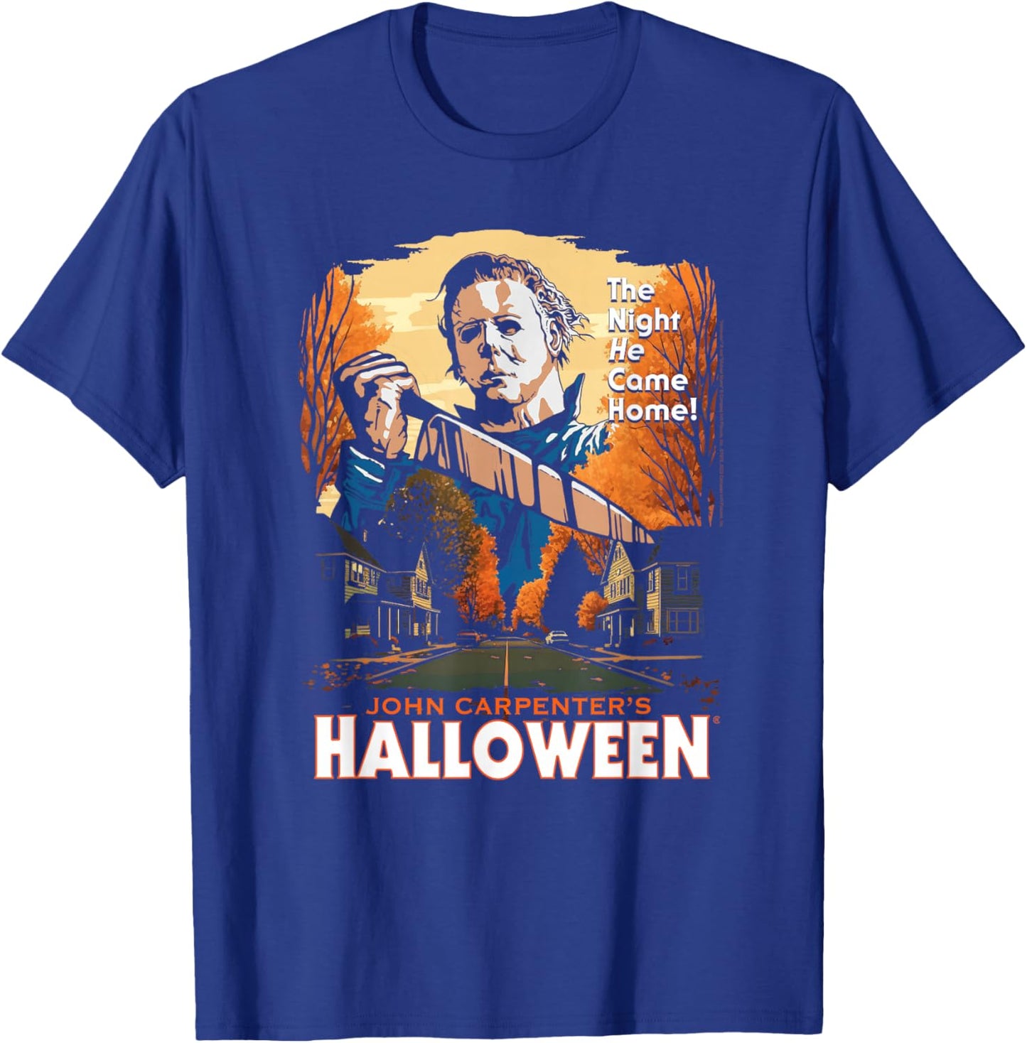 Halloween Mike Myers Haddonfield Illustration Horror Movie T-Shirt - T-Shirt | Royal