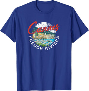Cannes France French Riviera Vintage Travel T Shirt T-Shirt - T-Shirt | Royal