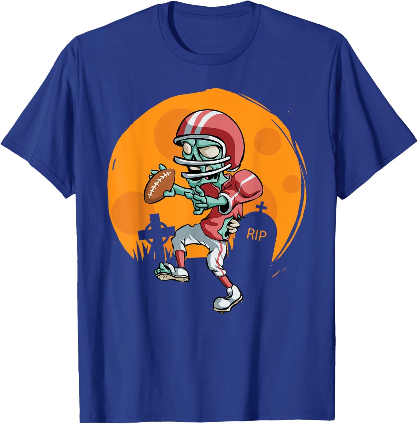 Funny Football Zombie Player Halloween Football Sport Gift T-Shirt - T-Shirt | Royal