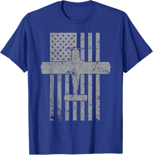 PA-28 Cherokee Pilot Vintage American Flag Kids Men T-Shirt - T-Shirt | Royal