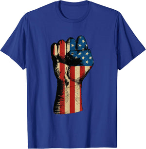 Patriotic Fist USA Flag T-Shirt - T-Shirt | Royal