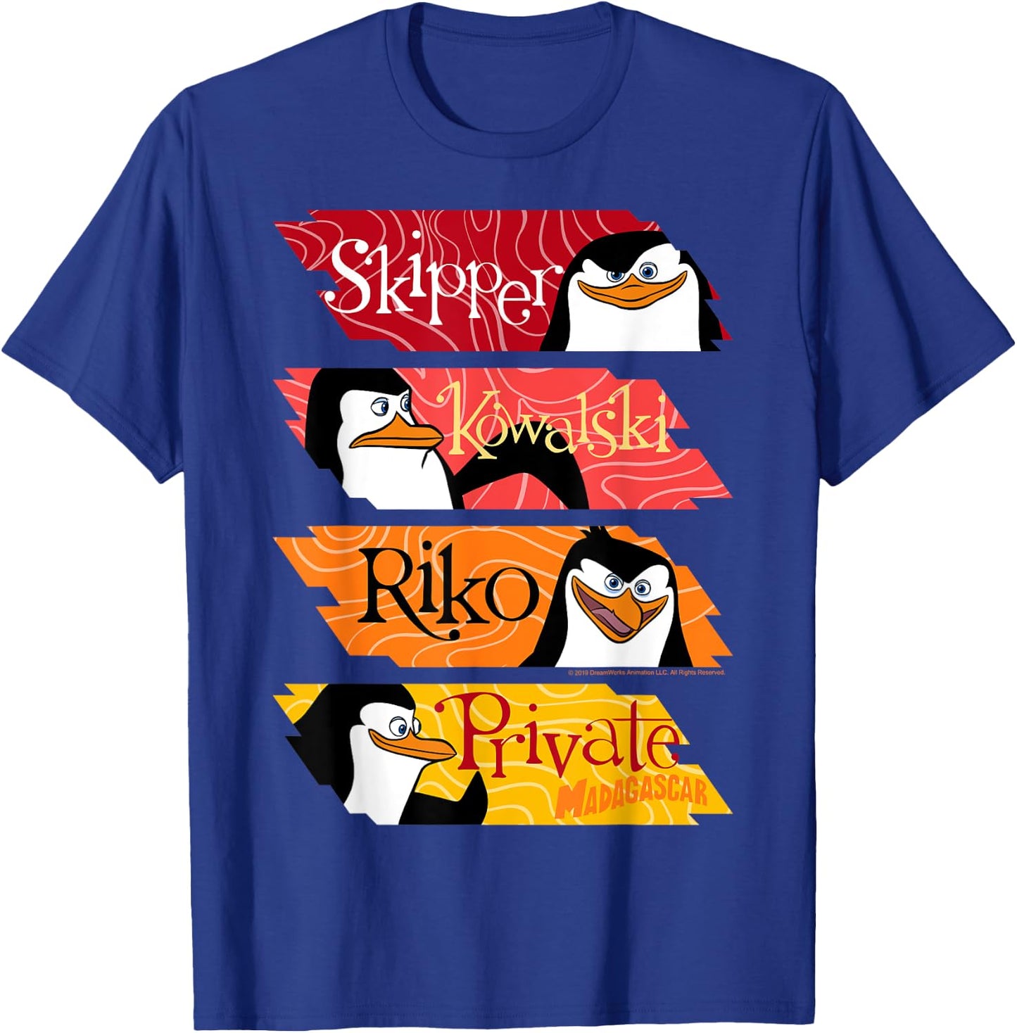 Madagascar Penguins Name Panels Poster T-Shirt - T-Shirt | Royal