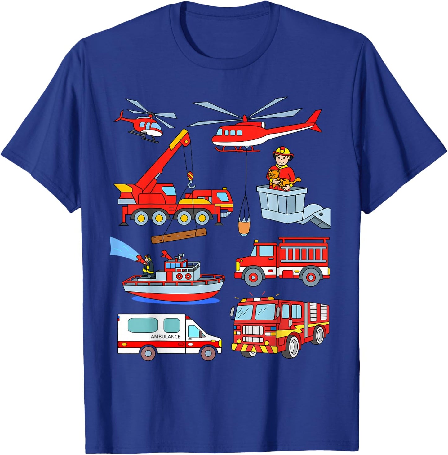 Firetruck Boys Men Firefighter Fireman Fire Engine Truck T-Shirt - T-Shirt | Royal