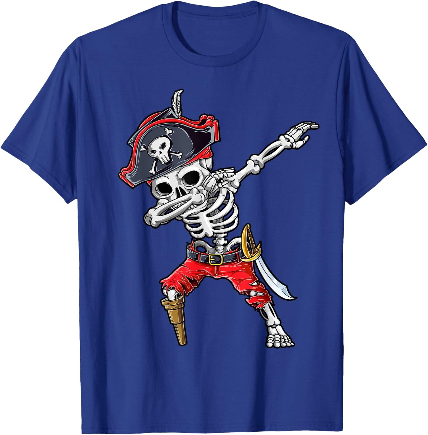 Dabbing Skeleton Pirate T Shirt Halloween Kids Jolly Roger T-Shirt - T-Shirt | Royal