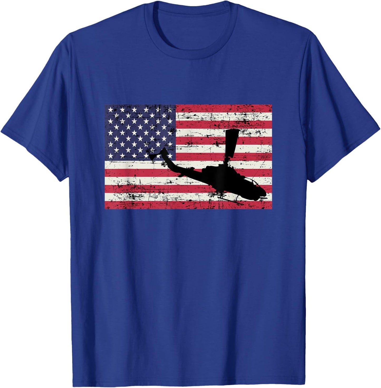 Patriotic AH-1 Cobra Attack Helicopter American flag Women Kids Men T-Shirt - T-Shirt | Royal