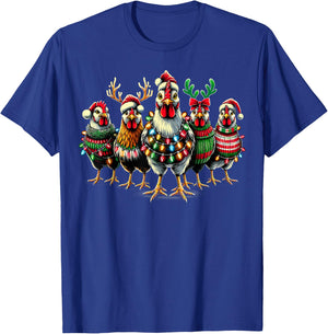 Christmas Chicken Lights Farm Xmas T-Shirt - T-Shirt | Royal