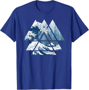 The Great Sacred Geometry Triangles - Misty Forest Wave T-Shirt - T-Shirt | Royal