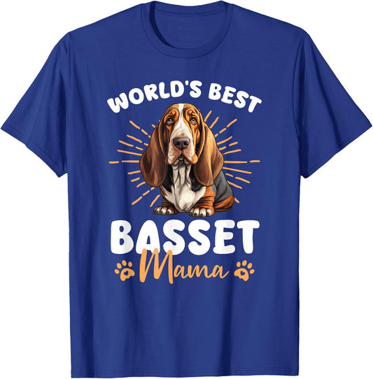 Basset Hound Groovy World's Best Basset Mama T-Shirt - T-Shirt | Royal