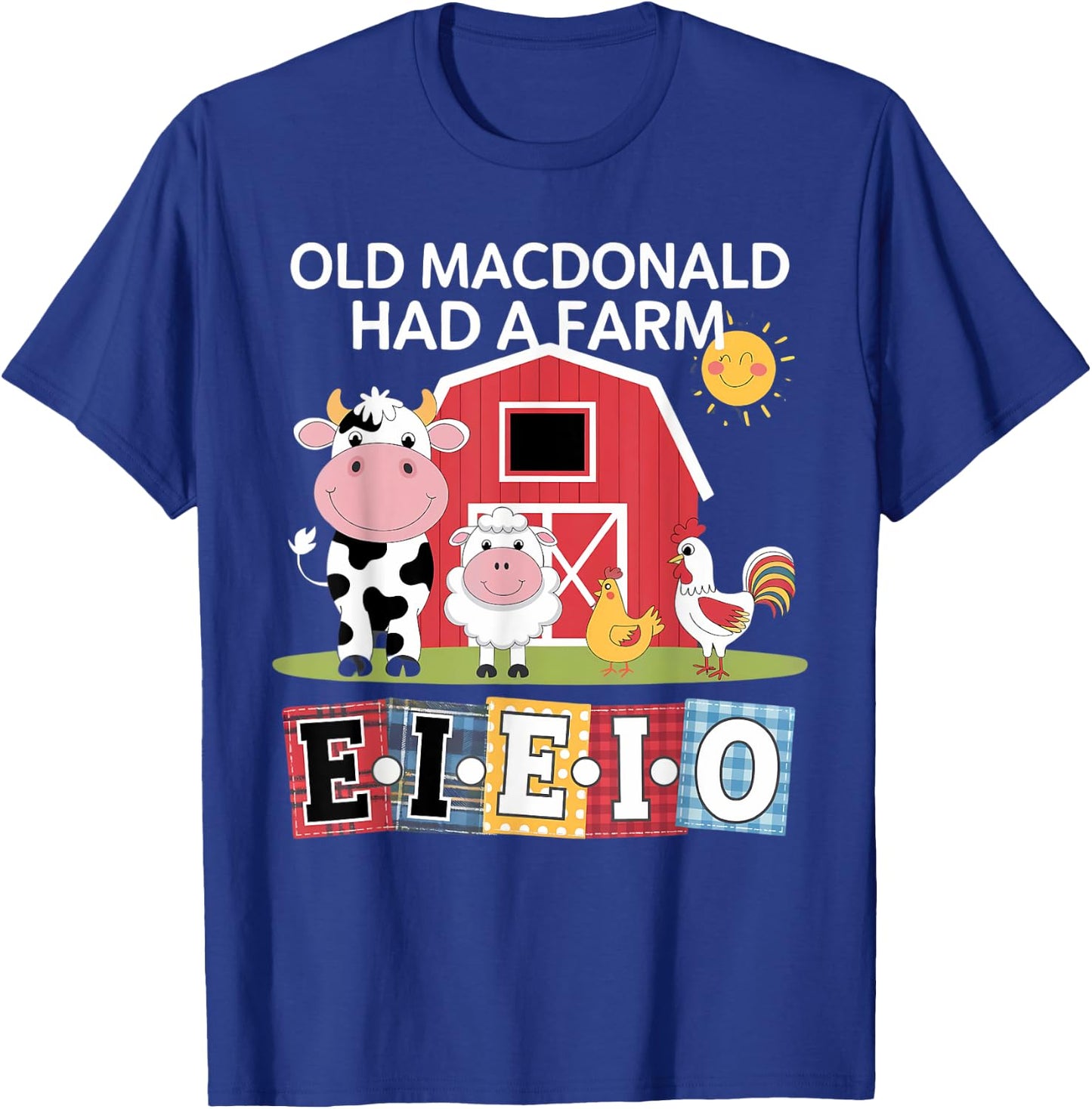 Old MacDonald Had a Farm E-I-E-I-O Boy Toddler Kids Birthday T-Shirt - T-Shirt | Royal
