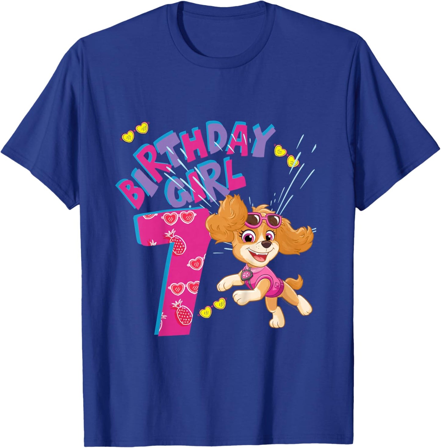 Official Paw Patrol Skye Jumping Birthday Girl Age 7 T-Shirt - T-Shirt | Royal