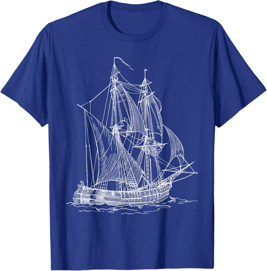 Vintage Pirate Ship Retro Nautical Boat Captain T-Shirt - T-Shirt | Royal