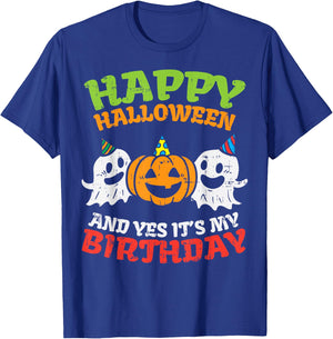 Happy Halloween It's My Birthday Born On Girl Boy Party Gift T-Shirt - T-Shirt | Royal