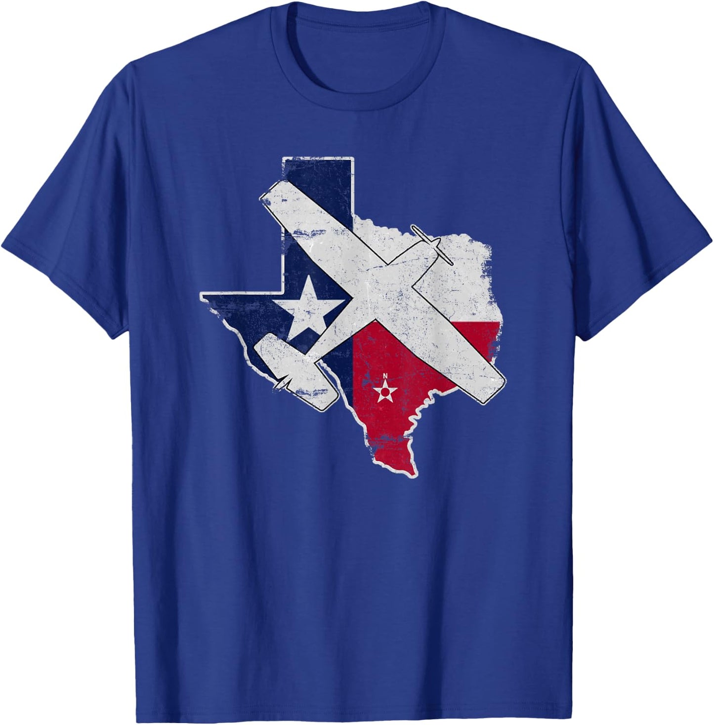 Texas Pilot State Flag C172 Skyhawk Airplane Vintage T-Shirt - T-Shirt | Royal