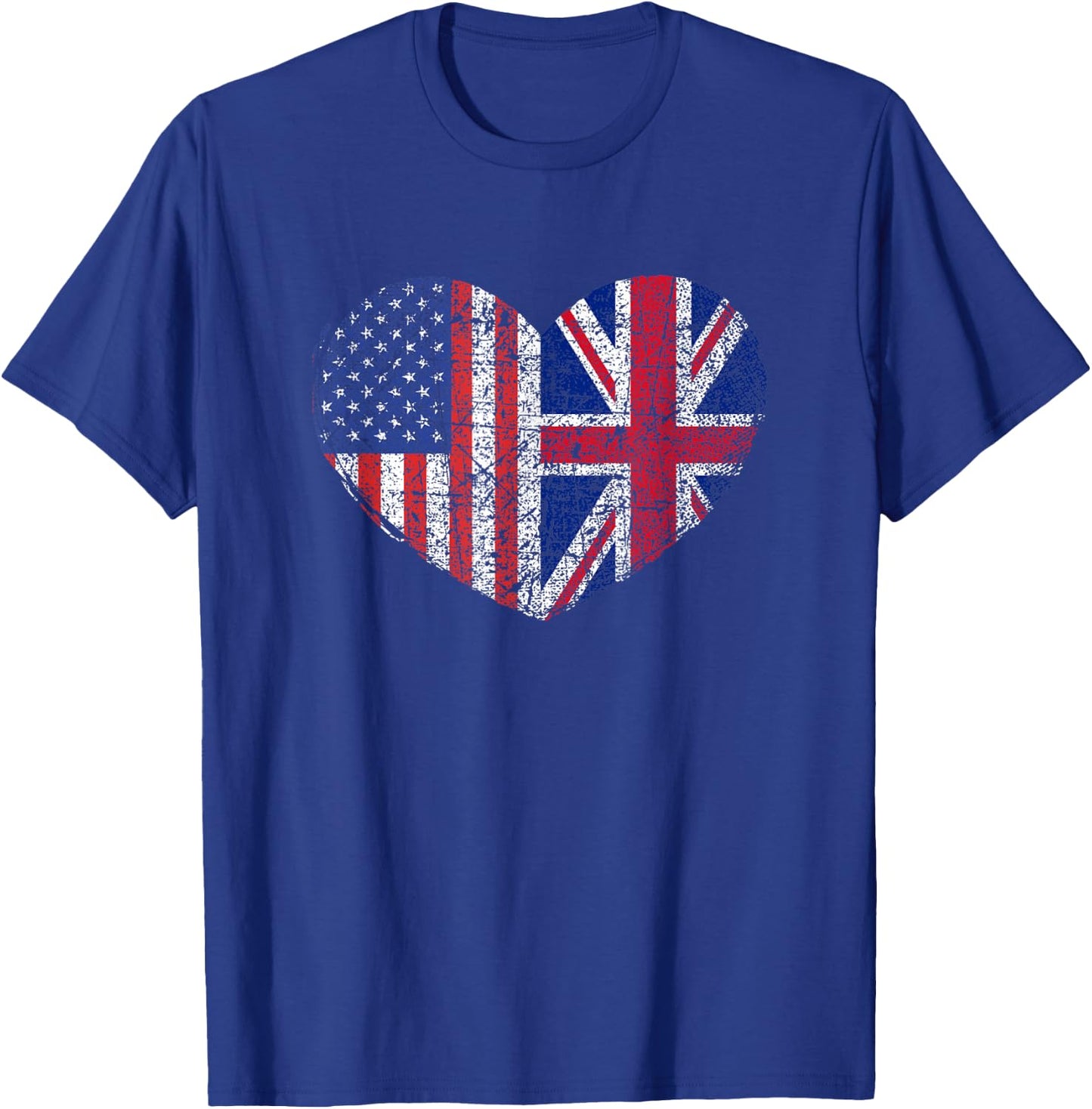 USA United Kingdom Heart - Dual Citizenship Flag Gift T-Shirt - T-Shirt | Royal