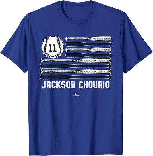 Baseball American Flag Jackson Chourio Milwaukee Baseball T-Shirt - T-Shirt | Royal