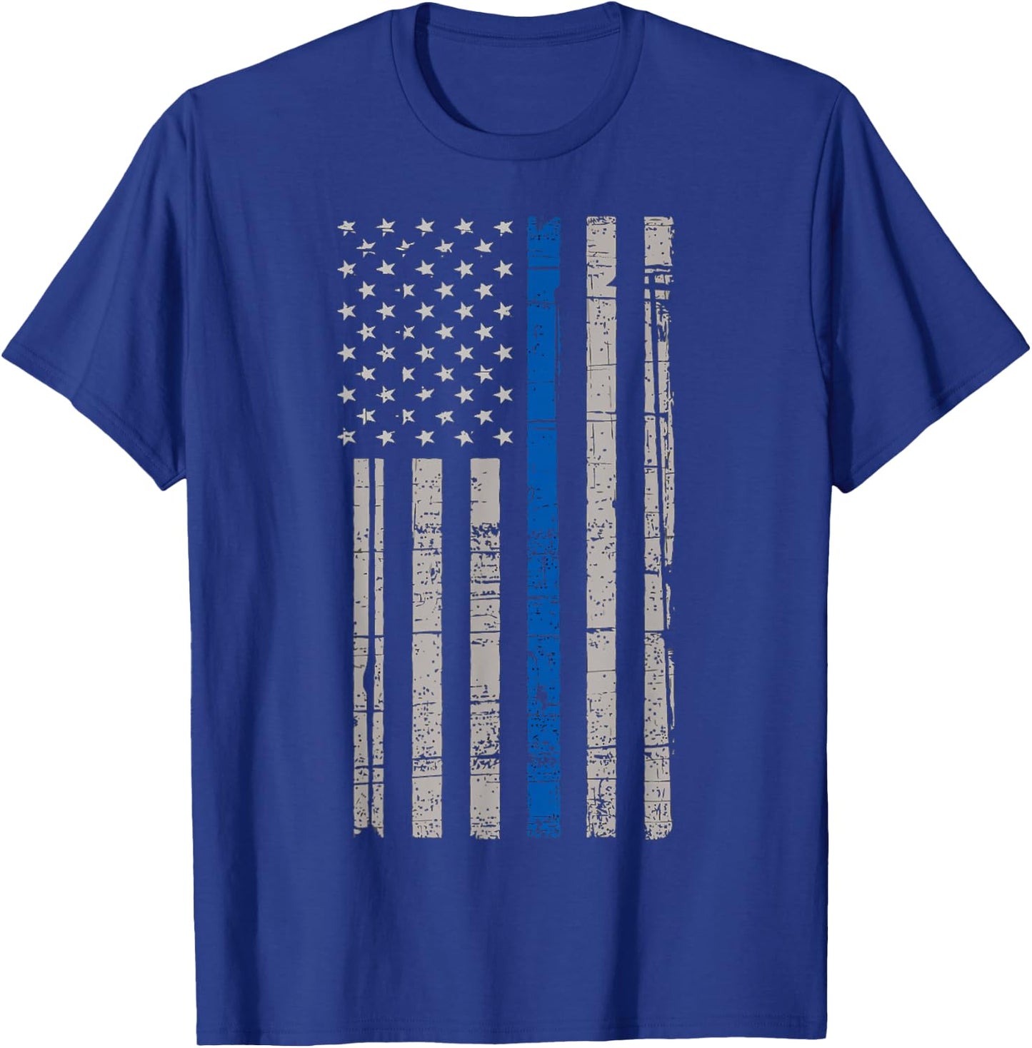 Police United Shirts - Thin Blue Line Police Flag T-Shirt - T-Shirt | Royal