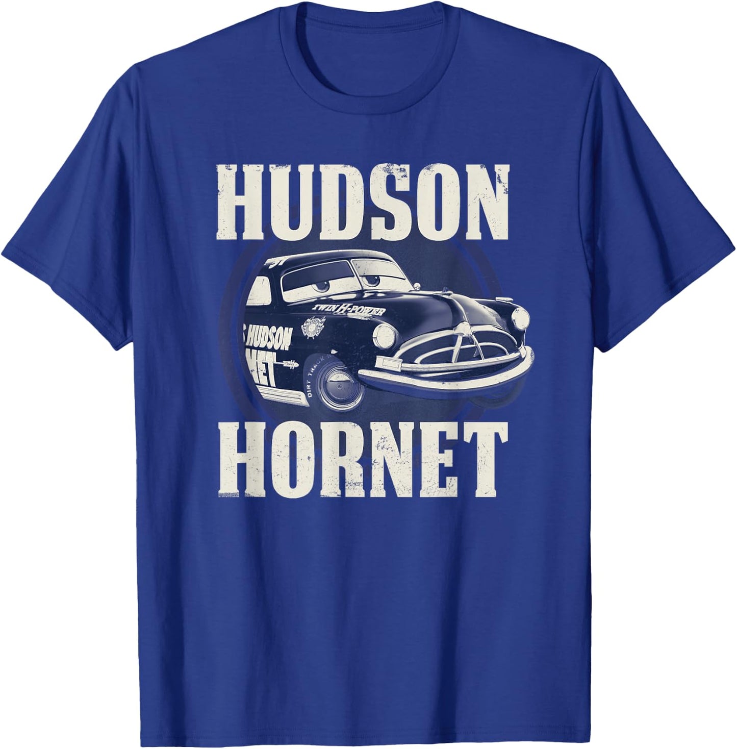 Disney Pixar Cars Hudson Hornet Vintage Race Car Badge T-Shirt - T-Shirt | Royal
