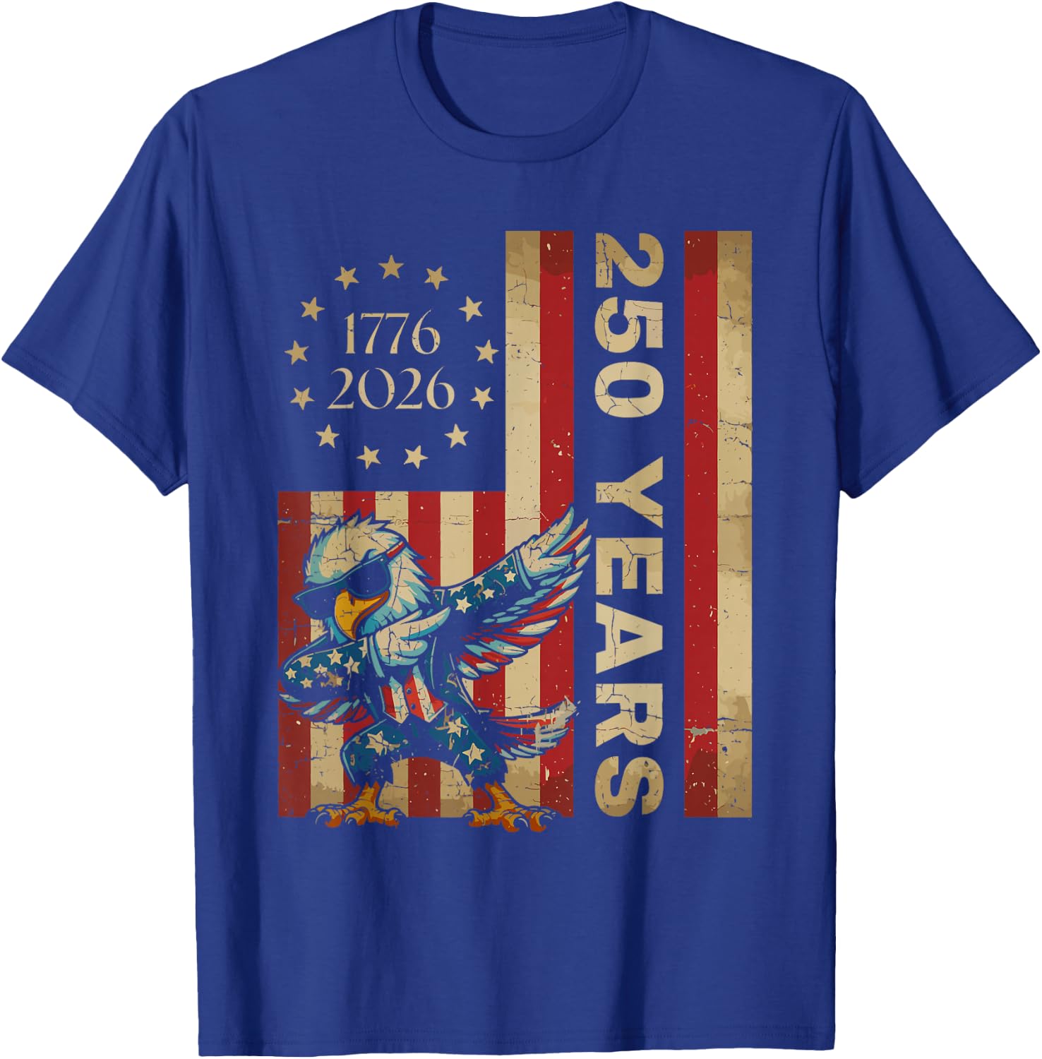 250 Years Dab Dance Vintage USA Flag 4th of July 1776 2026 T-Shirt - T-Shirt | Royal