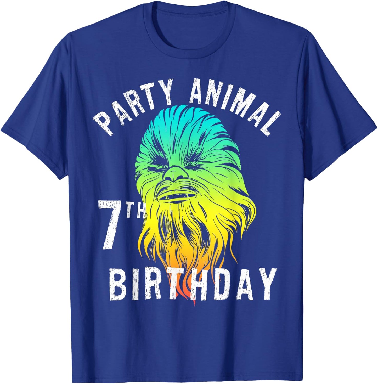 Star Wars Chewie Party Animal 7th Birthday Color Portrait T-Shirt - T-Shirt | Royal