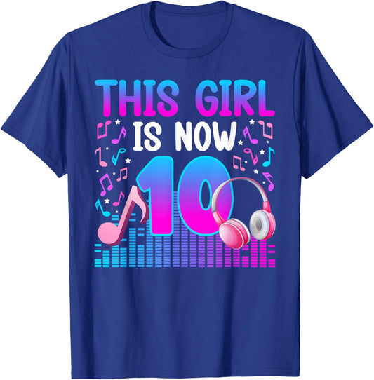 10th Music Birthday Party 10 Year Old Musical Birthday T-Shirt - T-Shirt | Royal