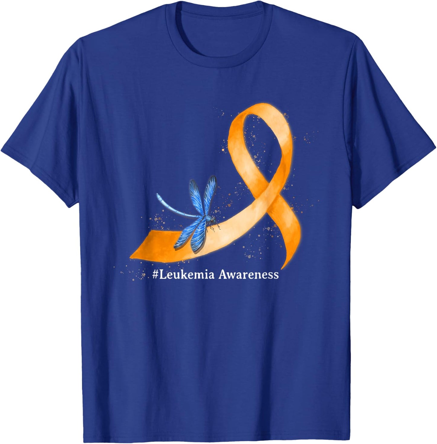 Hippie Dragonfly Orange Ribbon Leukemia Awareness Gifts T-Shirt - T-Shirt | Royal