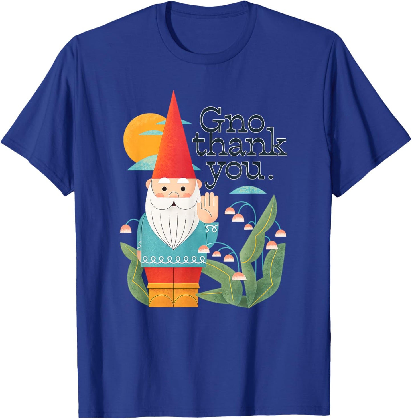 Funny Garden Gnome Pun, Gno Thank You Vintage Humor T-Shirt - T-Shirt | Royal