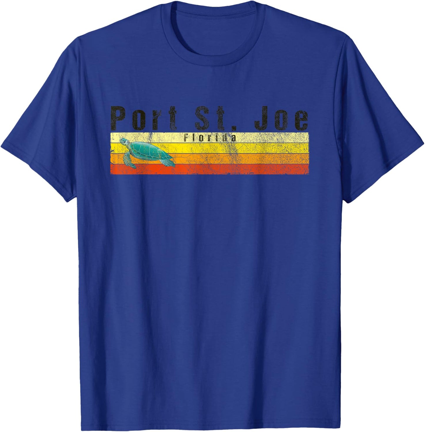 Port St. Joe, FL Vintage Beach Style Sea Turtle T-Shirt - T-Shirt | Royal