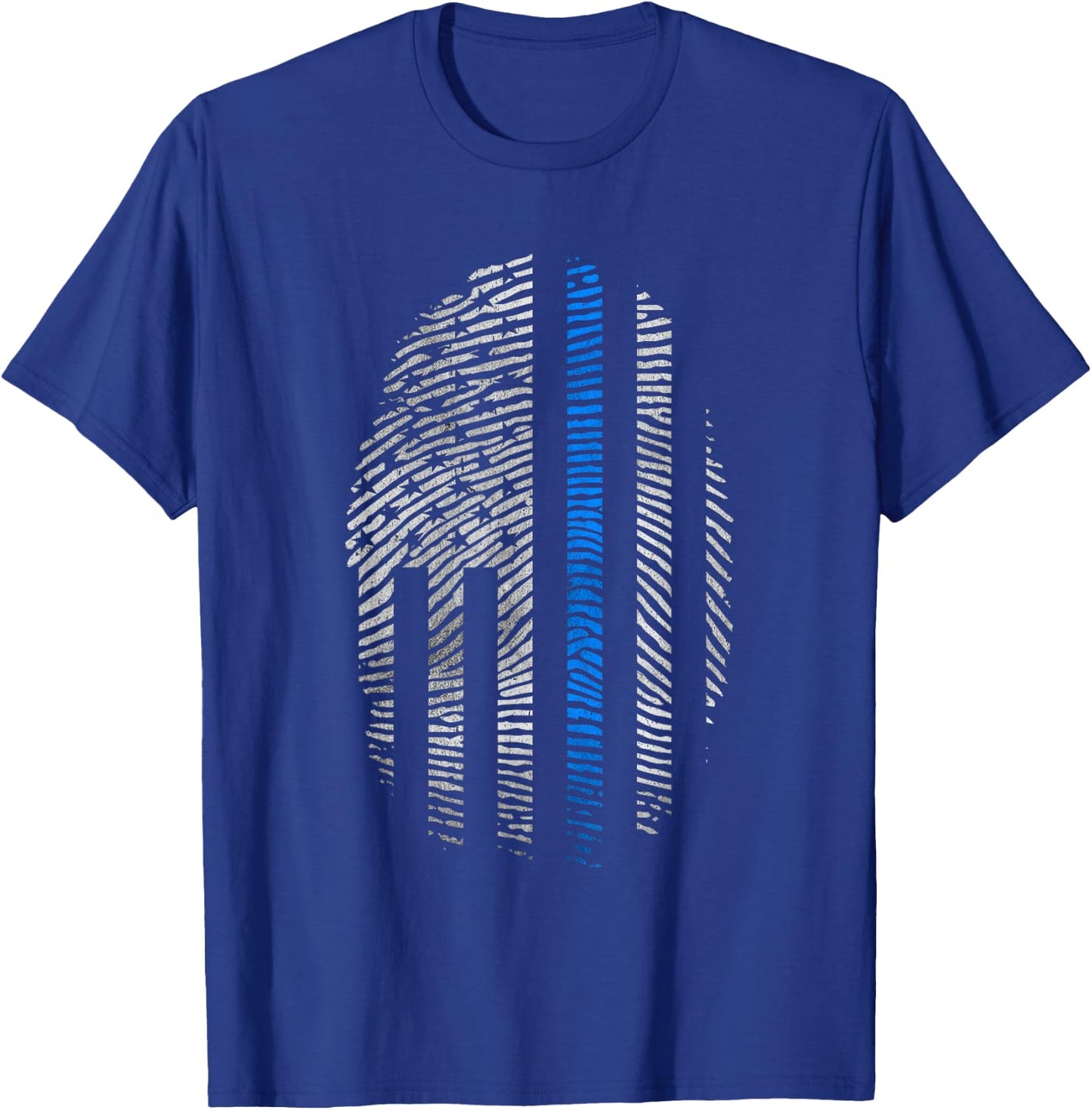 Law Enforcement Blue Line USA Flag Fingerprint T-Shirt - T-Shirt | Royal