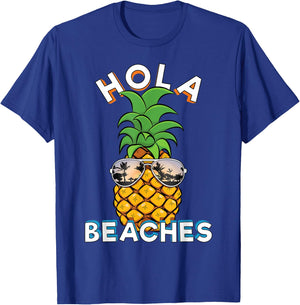 Pineapple Sunglasses Hola Beaches | Funny Beach Vacation Women Kids T-Shirt - T-Shirt | Royal