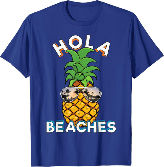 Pineapple Sunglasses Hola Beaches | Funny Beach Vacation Women Kids T-Shirt - T-Shirt | Royal