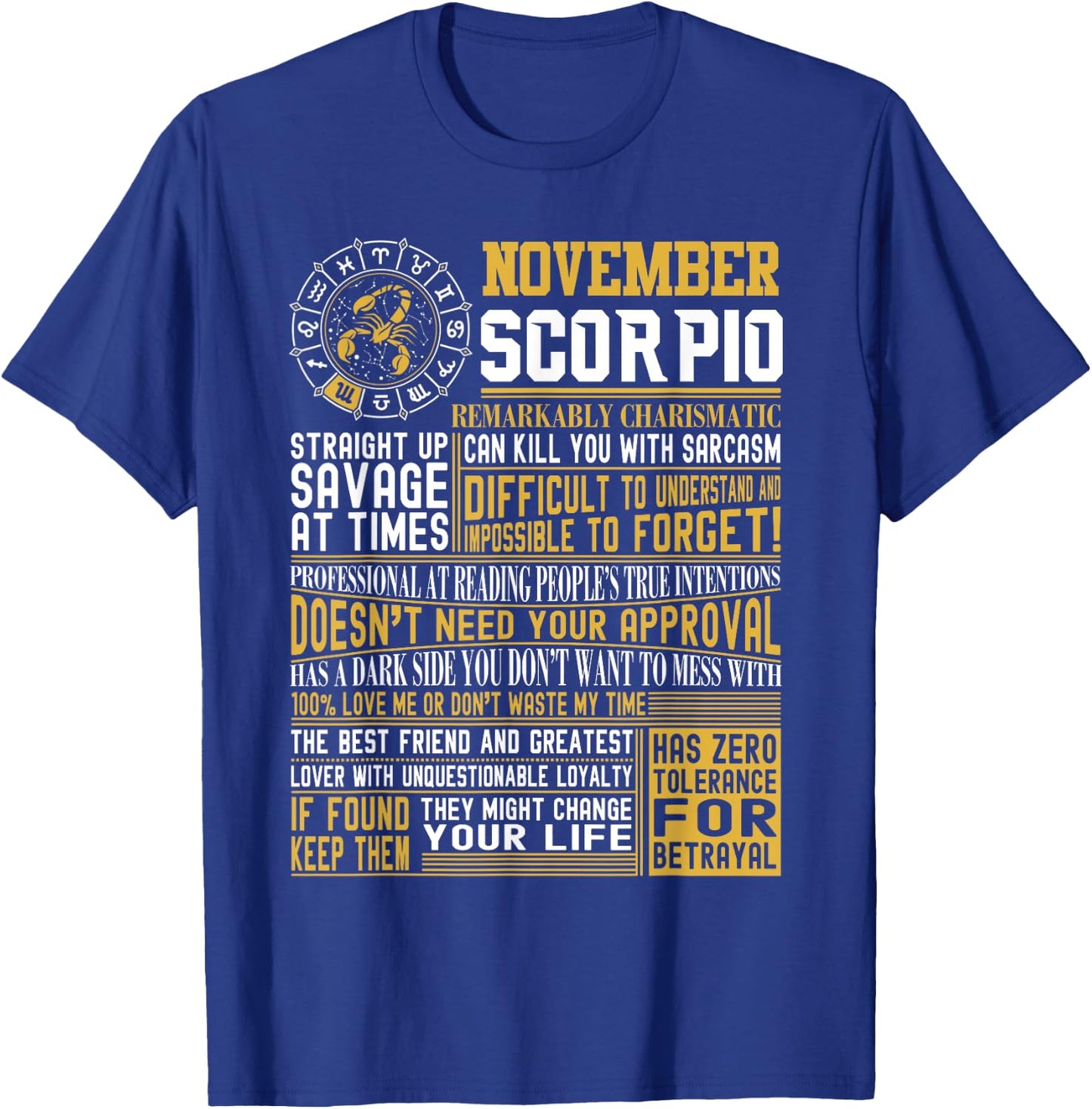 Best Born in November Scorpio Facts Shirts for T-Shirt - T-Shirt | Royal