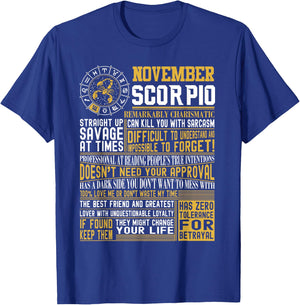 Best Born in November Scorpio Facts Shirts for T-Shirt - T-Shirt | Royal