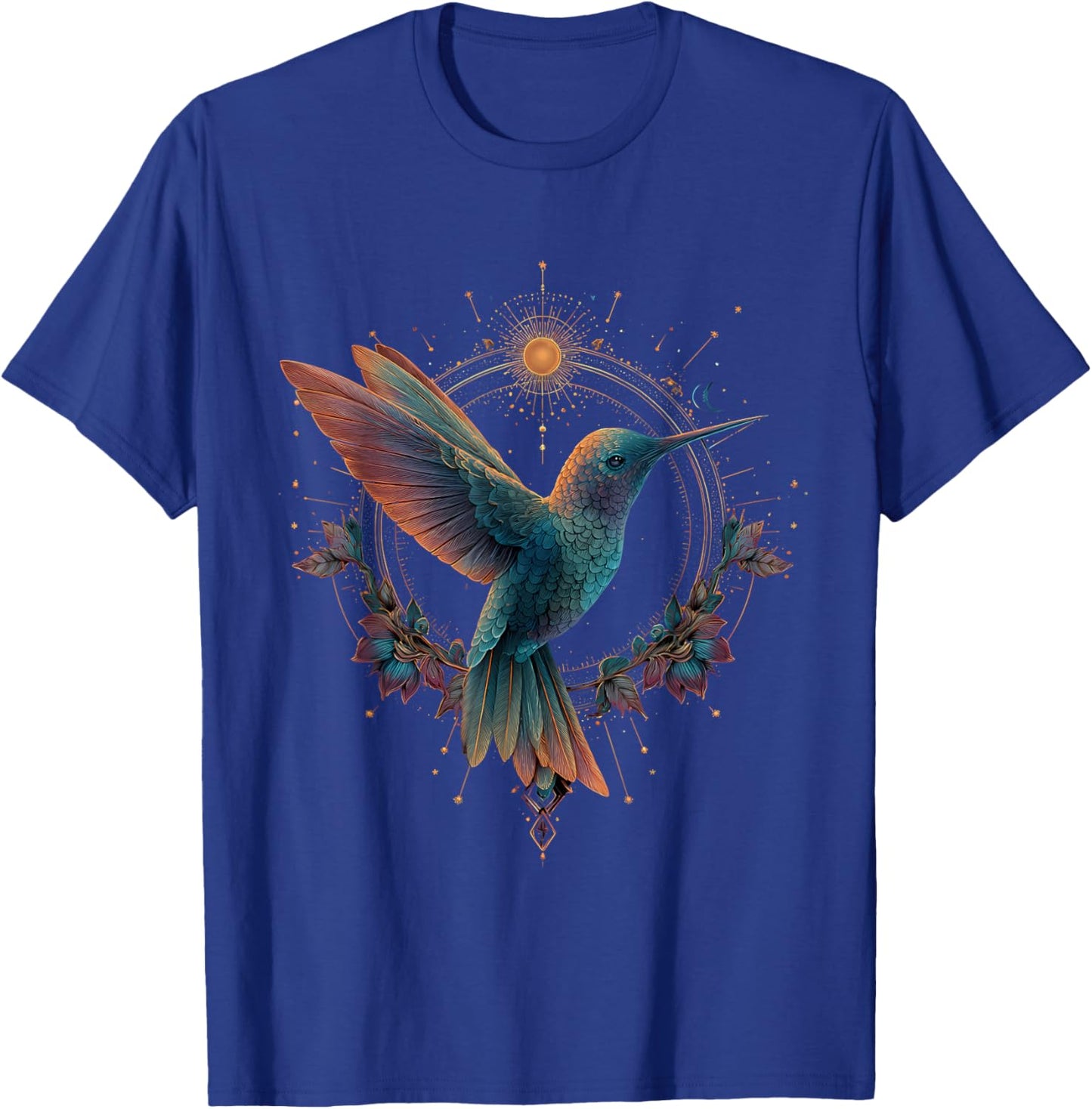 Hummingbird Lover Portrait Artwork Tropical Animal Art T-Shirt - T-Shirt | Royal