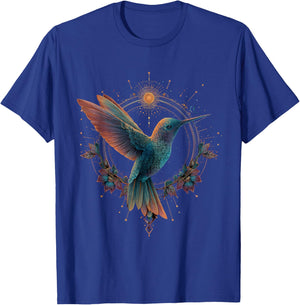 Hummingbird Lover Portrait Artwork Tropical Animal Art T-Shirt - T-Shirt | Royal