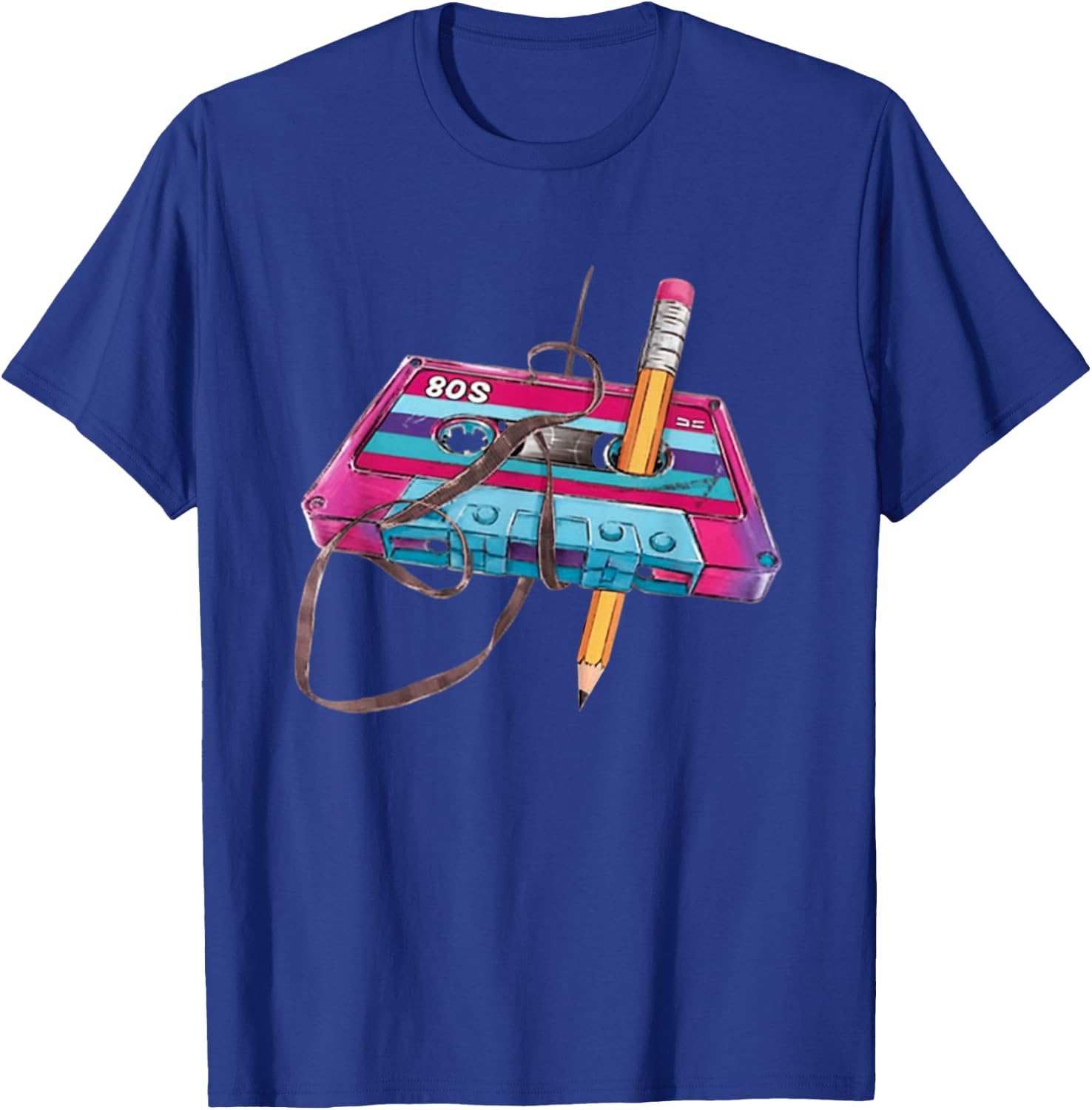 80s Cassette Tape Pencil 1980s Retro Vintage Throwback Music T-Shirt - T-Shirt | Royal