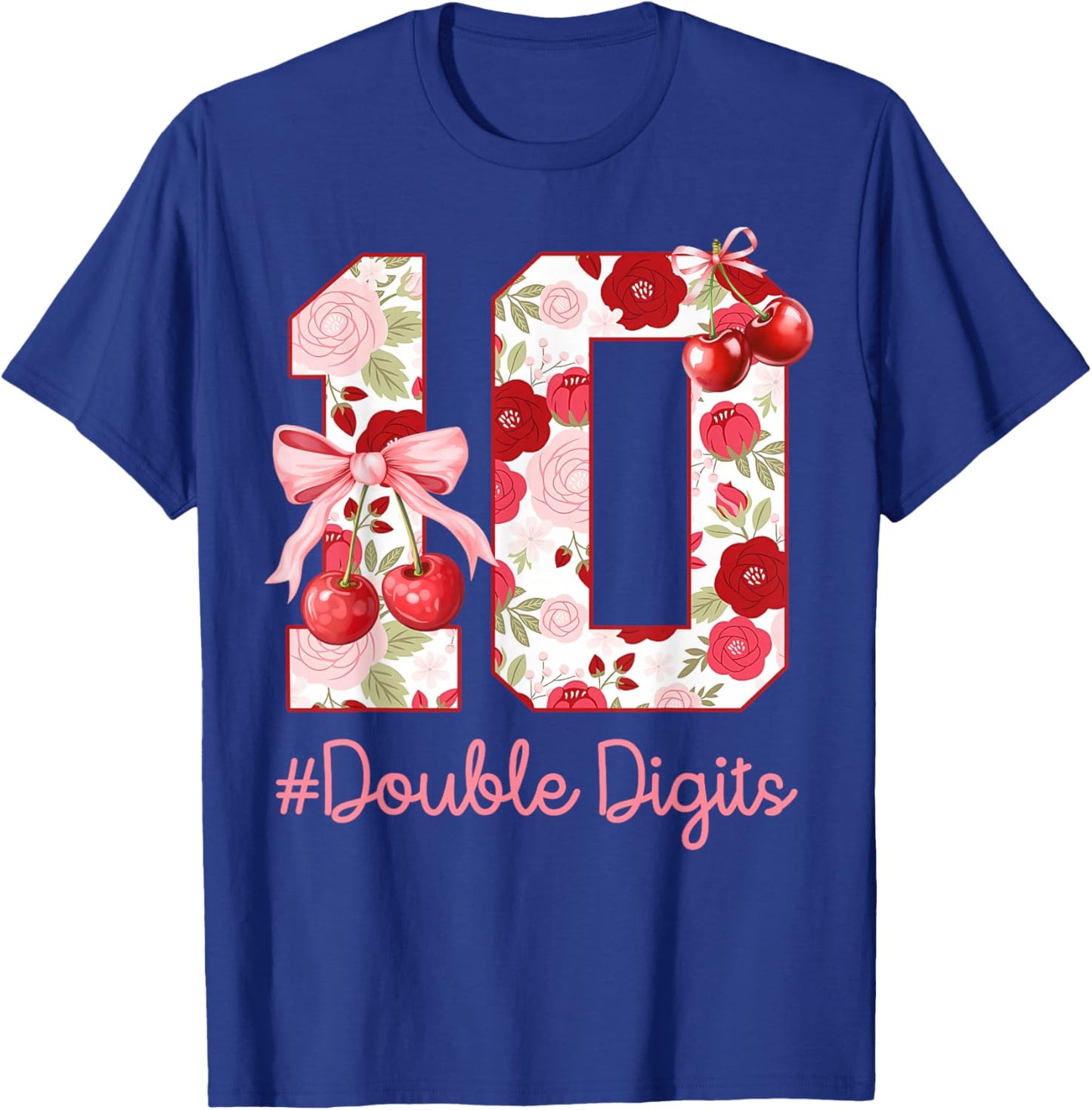 Birthday Girl 10th Birthday Cherry Coquette Bow 10 Year Old T-Shirt - T-Shirt | Royal