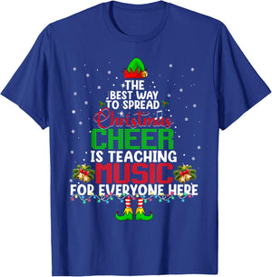Music Teacher Christmas Shirt Elf Cheer T-Shirt - T-Shirt | Royal