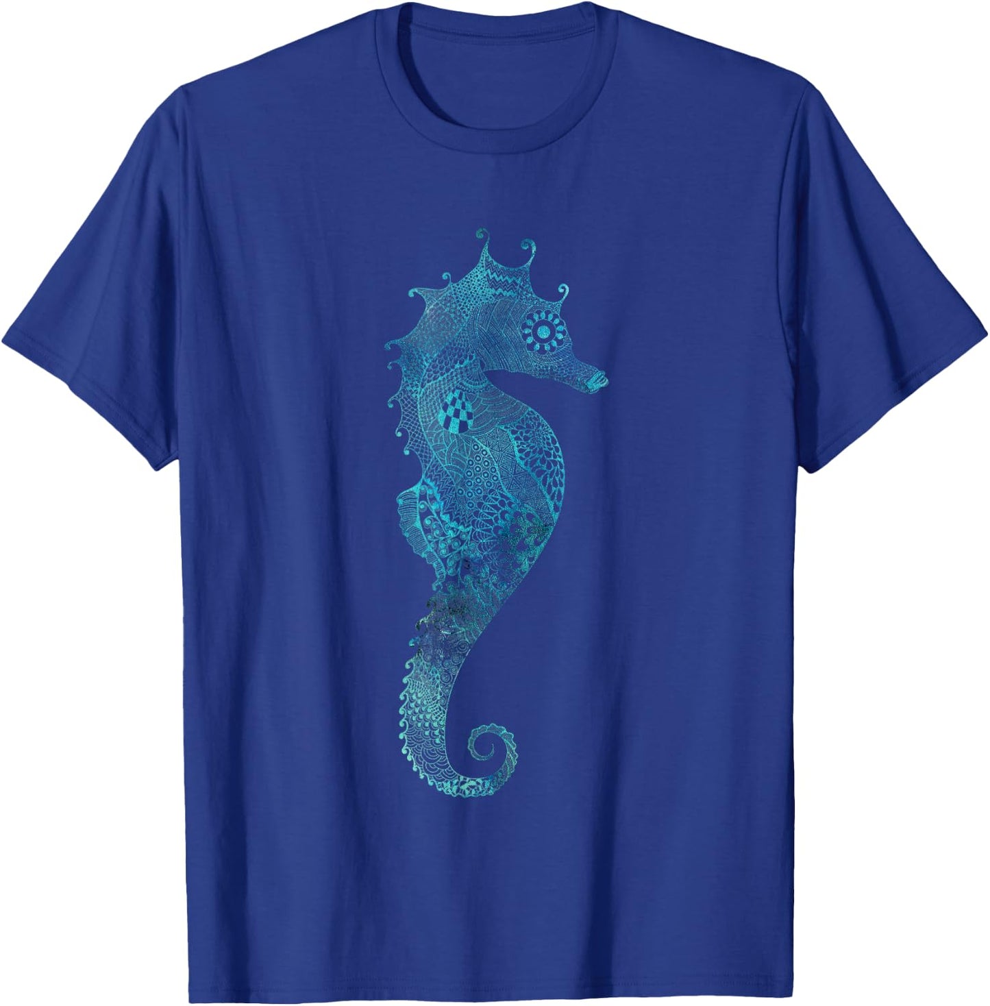 Turquoise Seahorse Ocean Design T-Shirt - T-Shirt | Royal