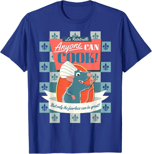 Disney Pixar Ratatouille Remy Anyone Can Cook Poster Small T-Shirt - T-Shirt | Royal